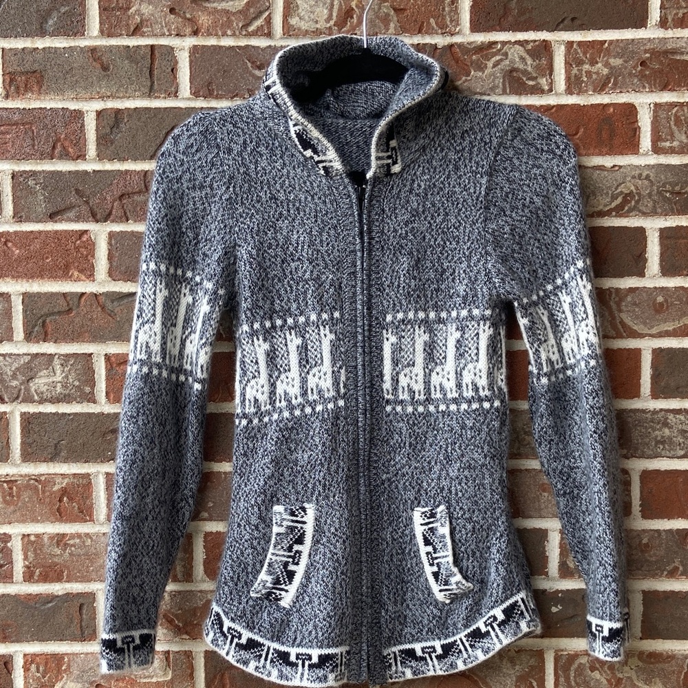 Peruvian Alpaca Wool Knit Zip-Up Sweater